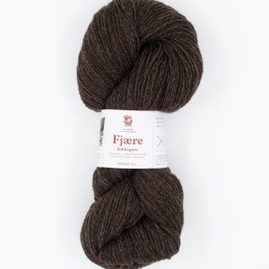 Fjære sokkegarn, melert mørk brun