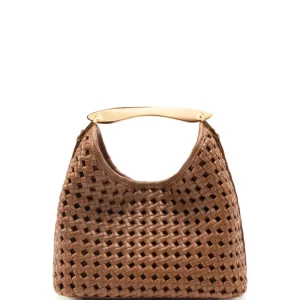 Vesker | Small Boomerang Woven Leather Cognac