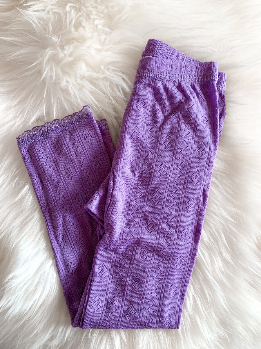 Joha - Leggings i ull/silke med blonder Lilla - Image 2