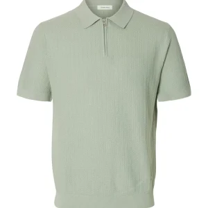 Cran Knit Structure Zip Polo Lysegrønn