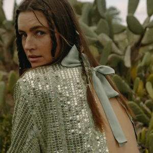 Bluser | Sequin Jacket Top Soft Pistachio