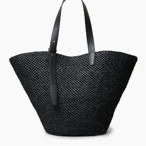 The Bianca Raffia Bag Large Black Vesker