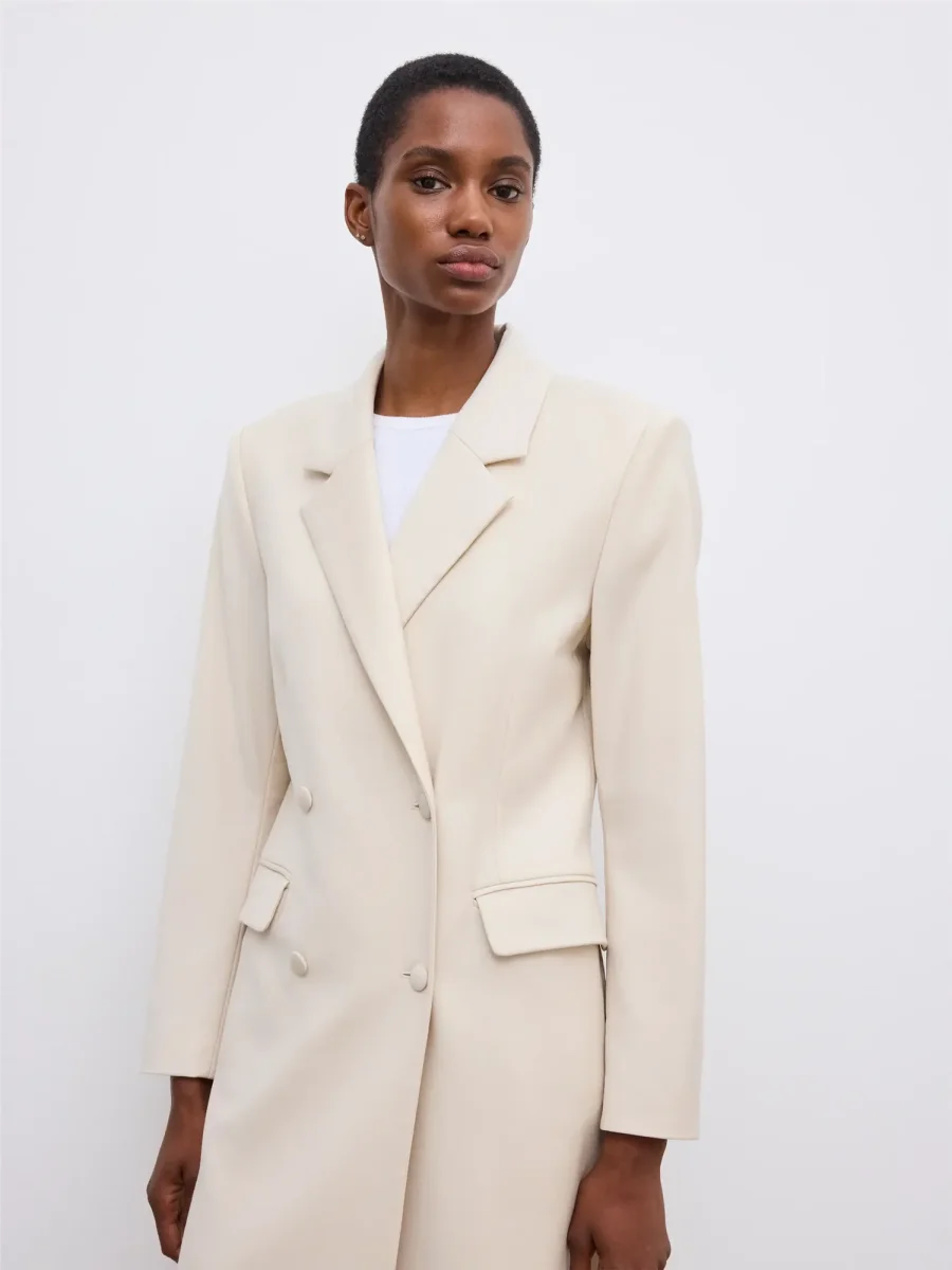 Blazere | Long Tailored Blazer Sand Beige - Image 4