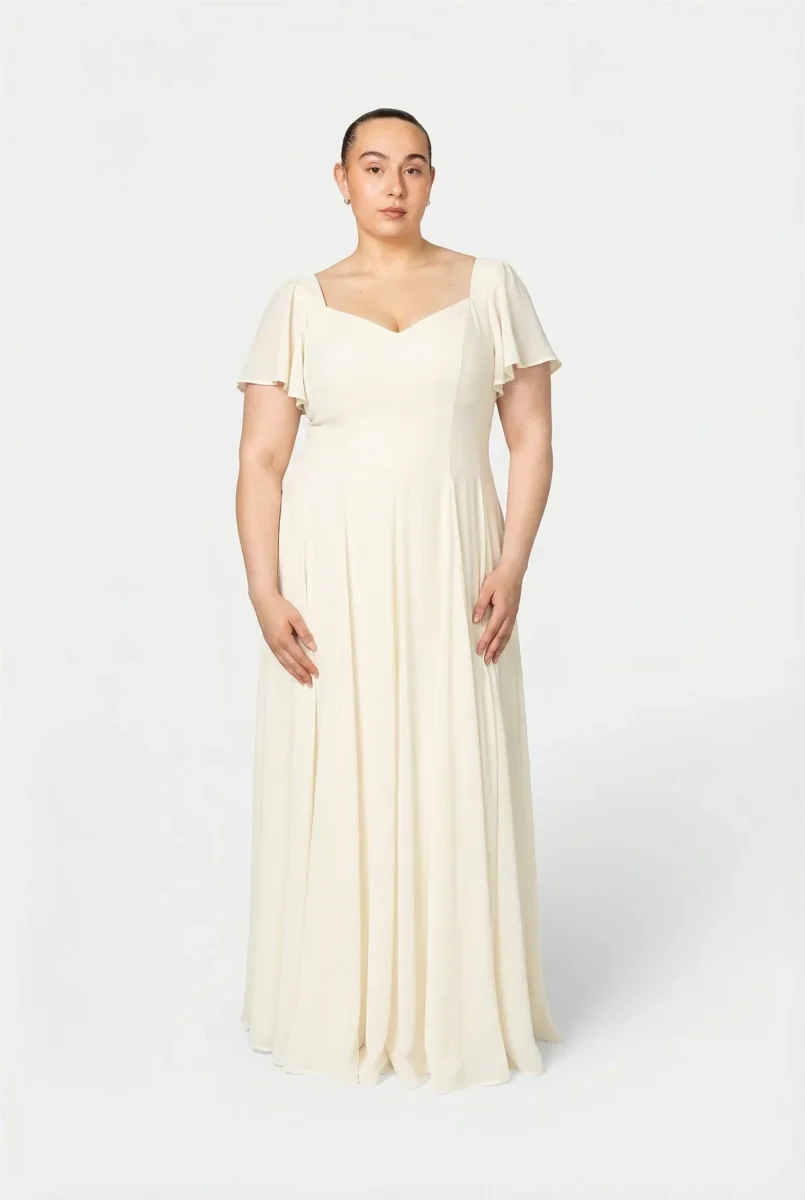 Kjoler | Alette Maxi Dress Flutter Sleeve Ivory - Image 4
