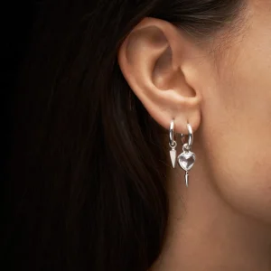 Single Love Faceted Earring Silver Øredobber