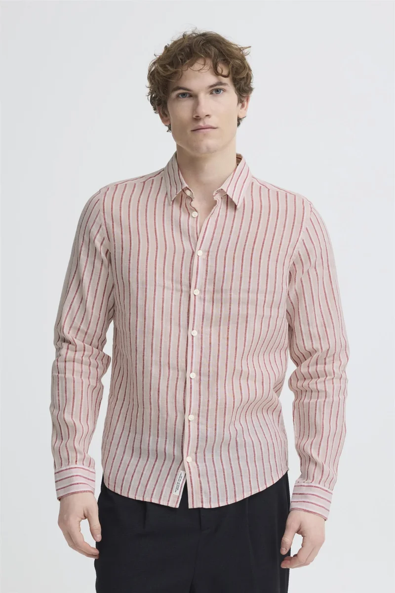 Frissa Striped Linen Shirt Rød - Image 3